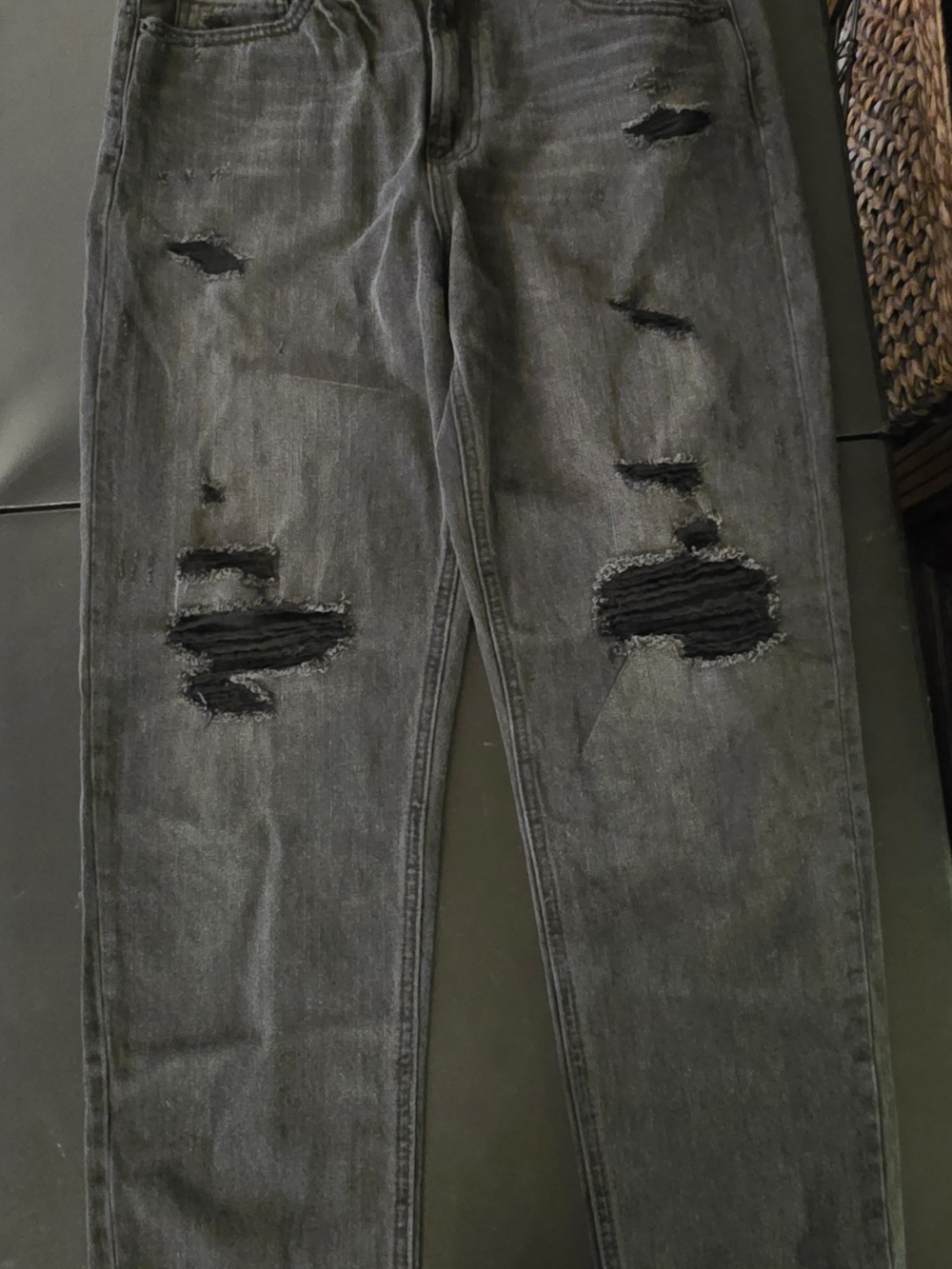 Hidden Jeans Size 30 Black Distressed Straight Leg High Rise Denim